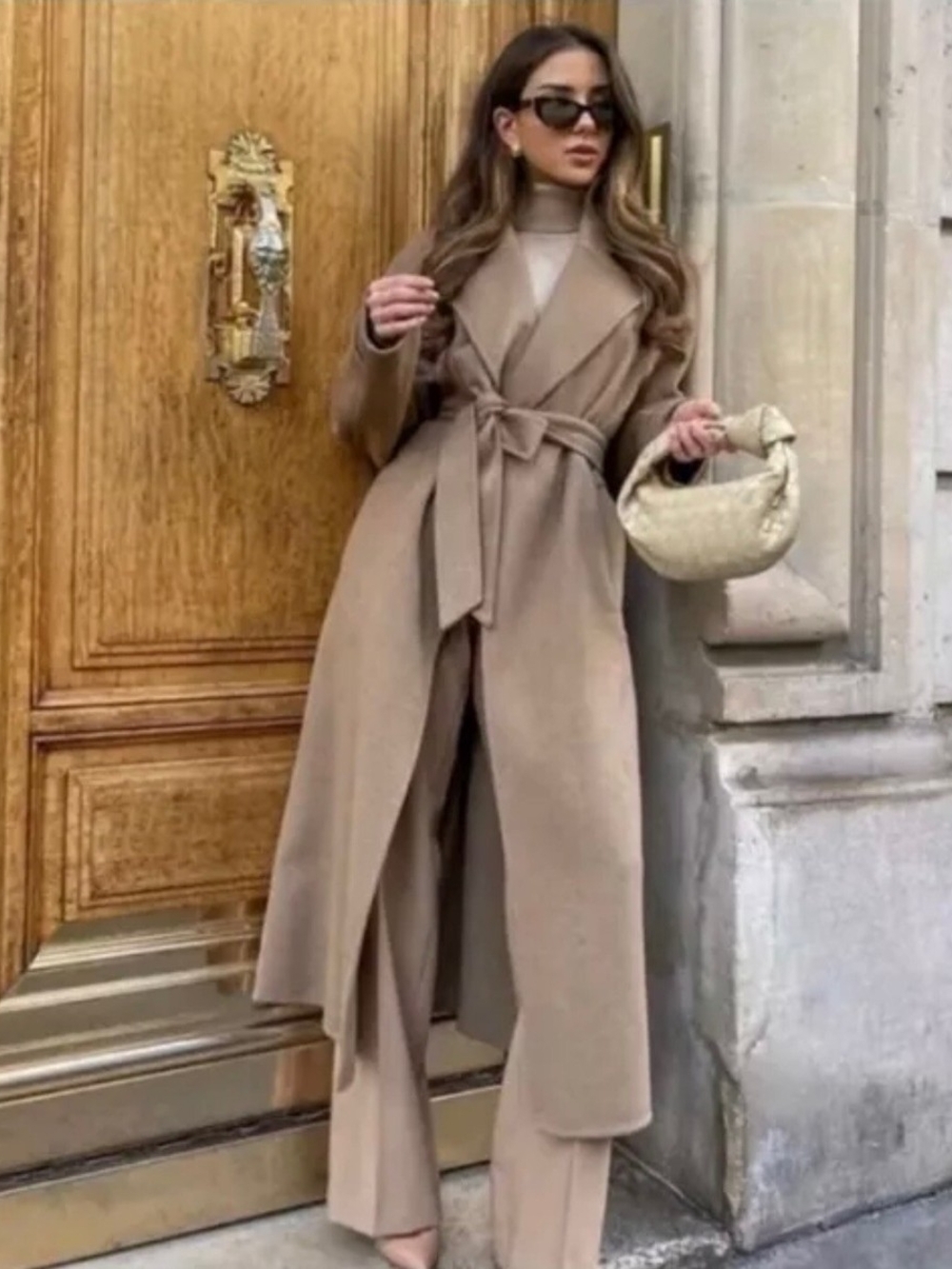 Zara NWT Collection Wool Blend Belted Coat Camel Italian Fabric Sz XS  8493/726
